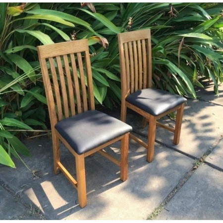 KD2343 : Ghế Gỗ Sồi Mặt Nệm Da PU Màu Đen